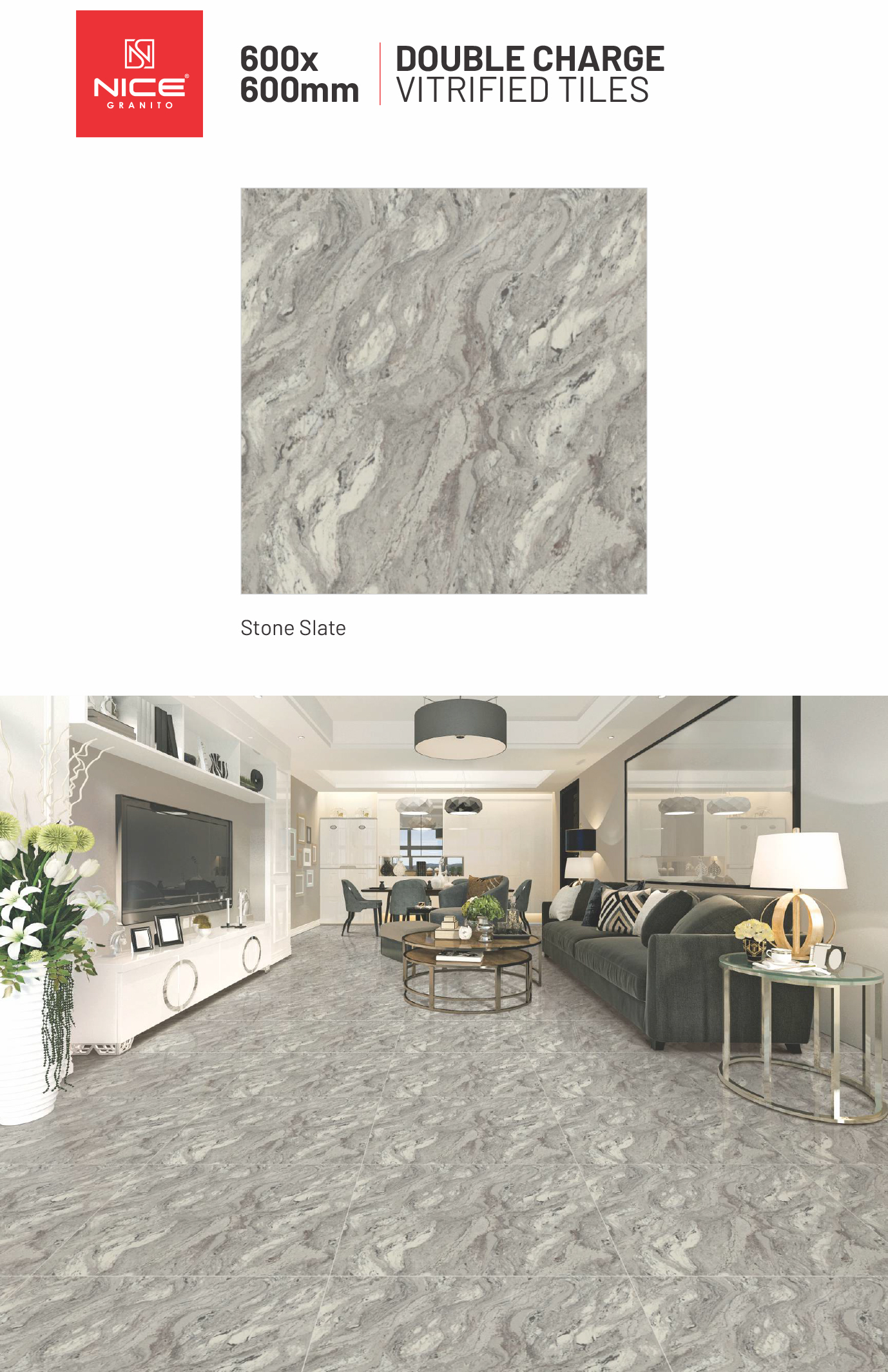 Vitrified Tiles - 600x600 Mm, Ceramic Material | Acid-resistant, Wear-resistant, Polished Finish, Interior Use