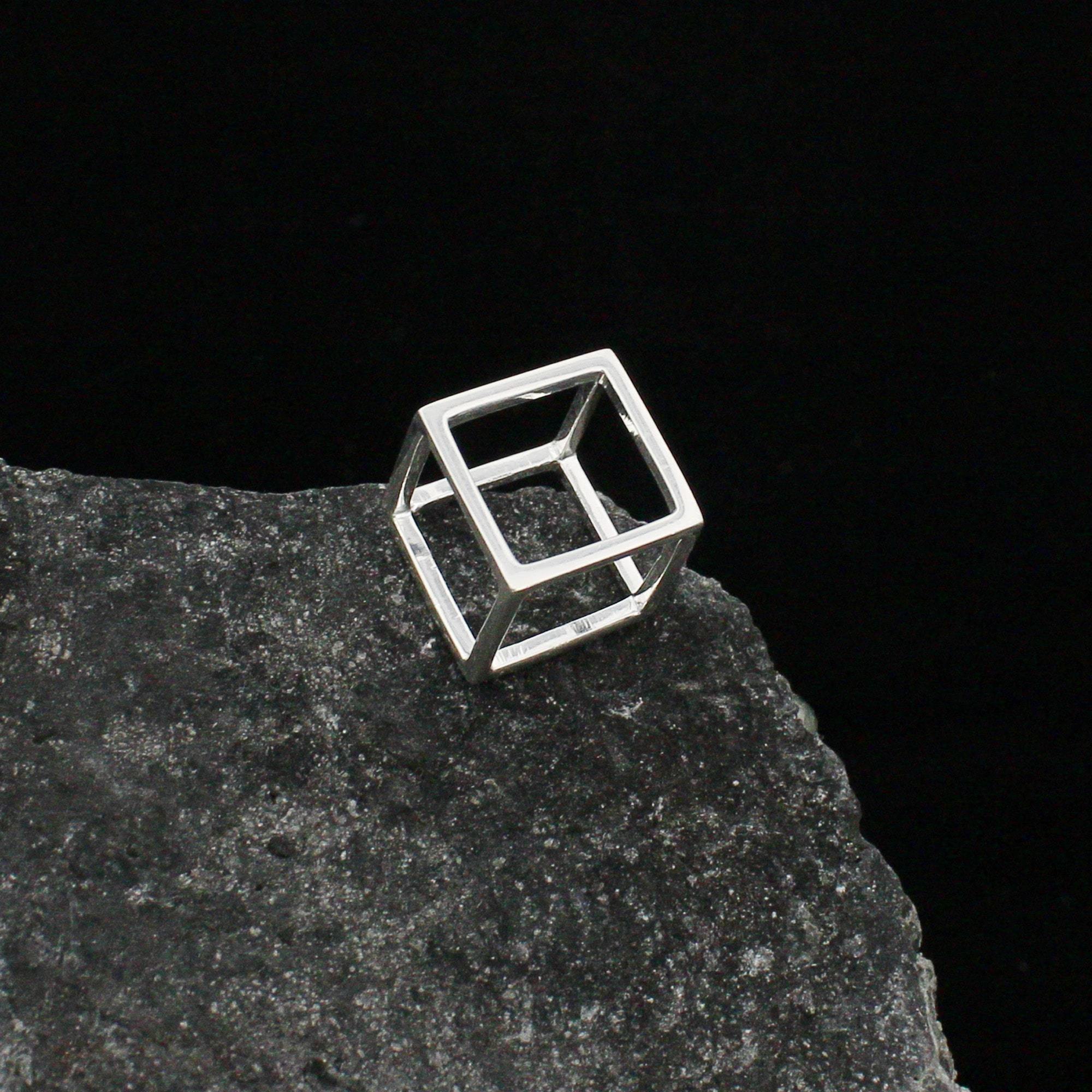 Empty Cube Silver Pendant