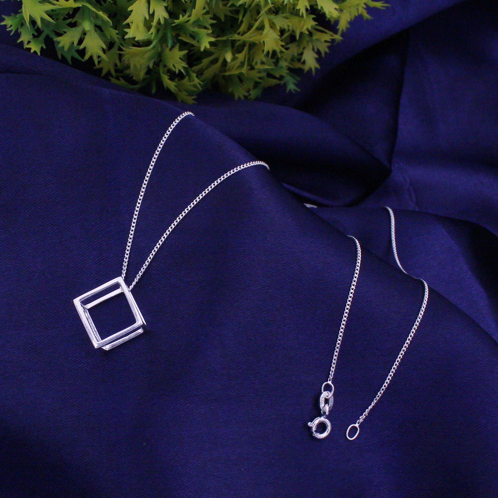 Empty Cube Silver Pendant
