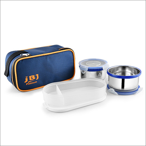 Air Tight Lunch Box - Stainless Steel & ABS Material, 2-Layer Round Design, Leak-Proof & BPA-Free Lids, Includes Fabric Carry Bag for Freshness Preservation