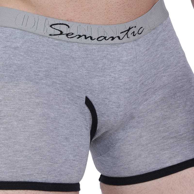 Semantic Cotton Designer Long Trunks Grey Melange (Boxer Briefs) With Fly - Age Group: 15 Above
