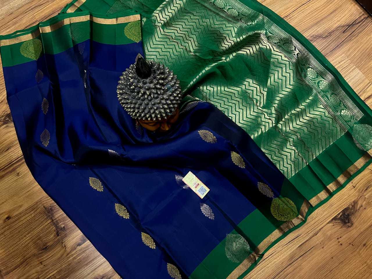 Navy Blue Pure Kanchipuram Tissuse Border