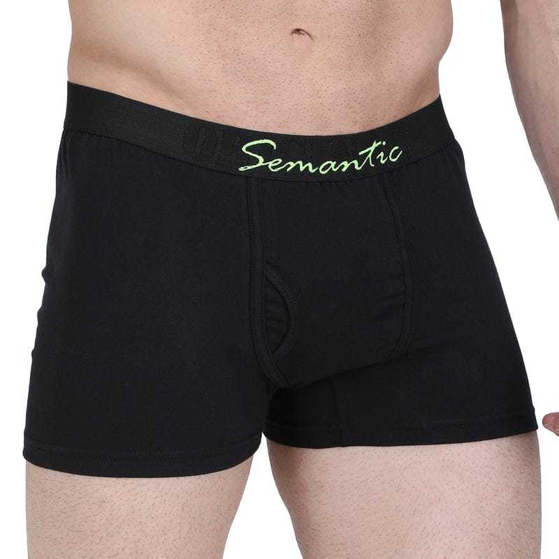 Semantic Cotton Black Trunks With Fly - Solid - Age Group: 16 Above