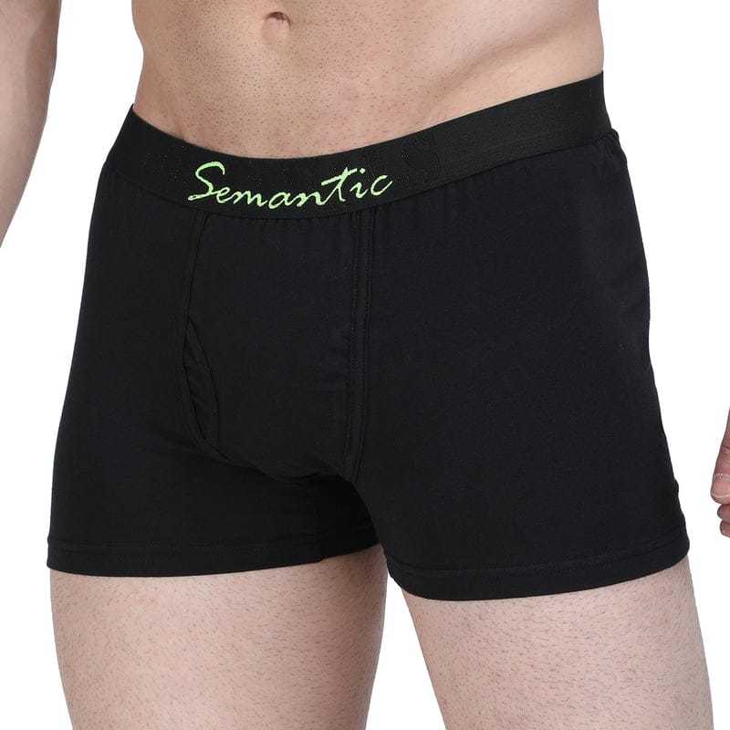 Semantic Cotton Black Trunks With Fly - Solid - Age Group: 16 Above