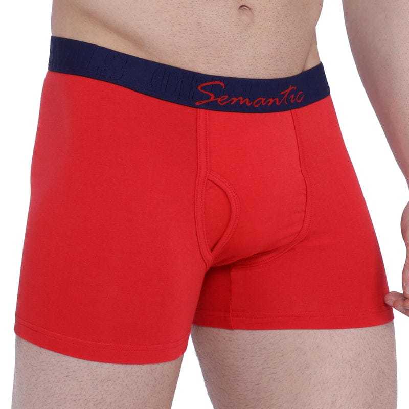 Semantic Cotton Red Trunks With Fly - Solid - Age Group: 16 Above