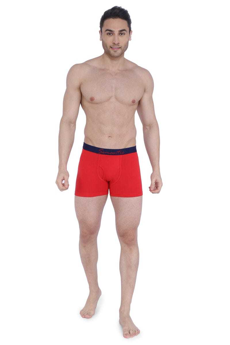 Semantic Cotton Red Trunks With Fly - Solid - Age Group: 16 Above