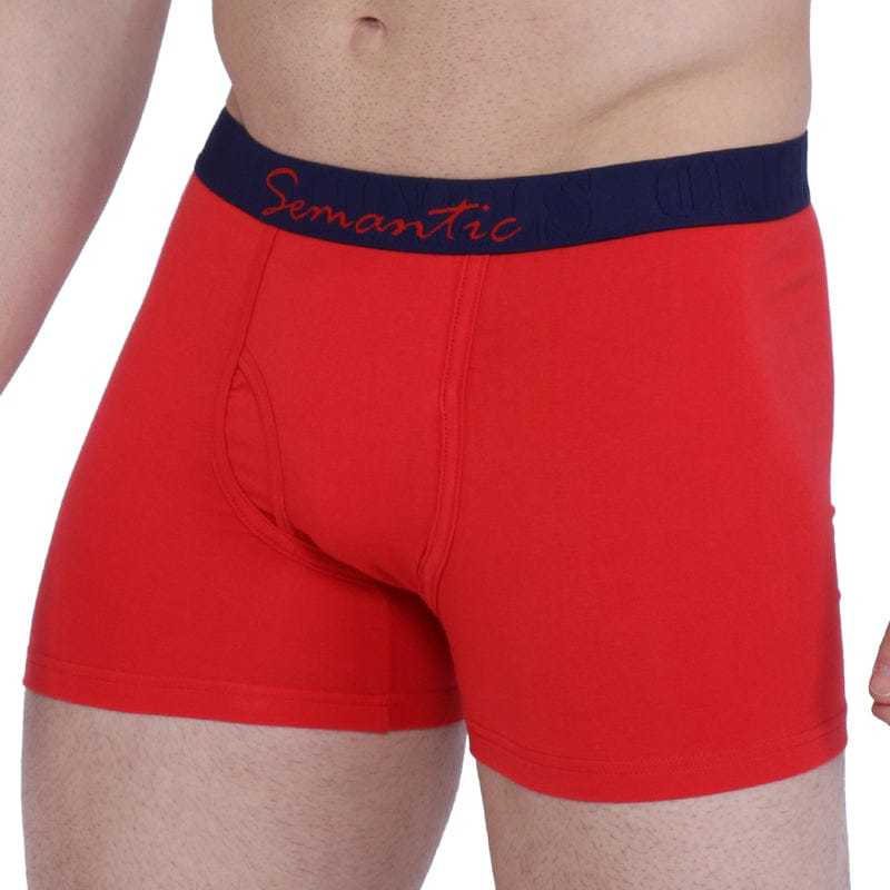 Semantic Cotton Red Trunks With Fly - Solid - Age Group: 16 Above