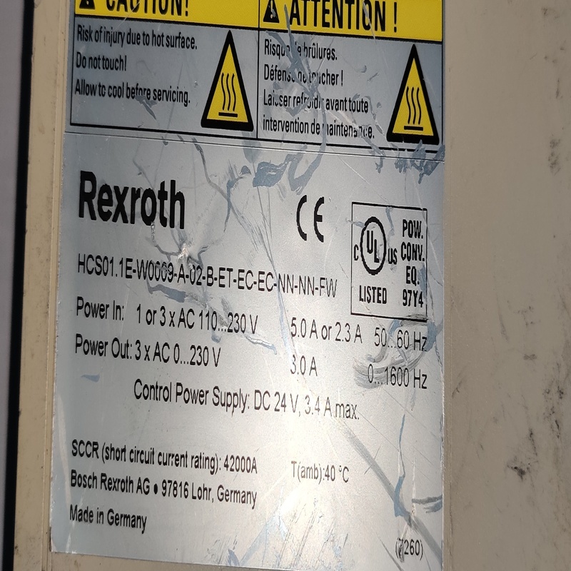 Rexroth Hcs01.1e-w0009-a-02-b-et-ec-ec-nn-nn-fw Servo Drive
