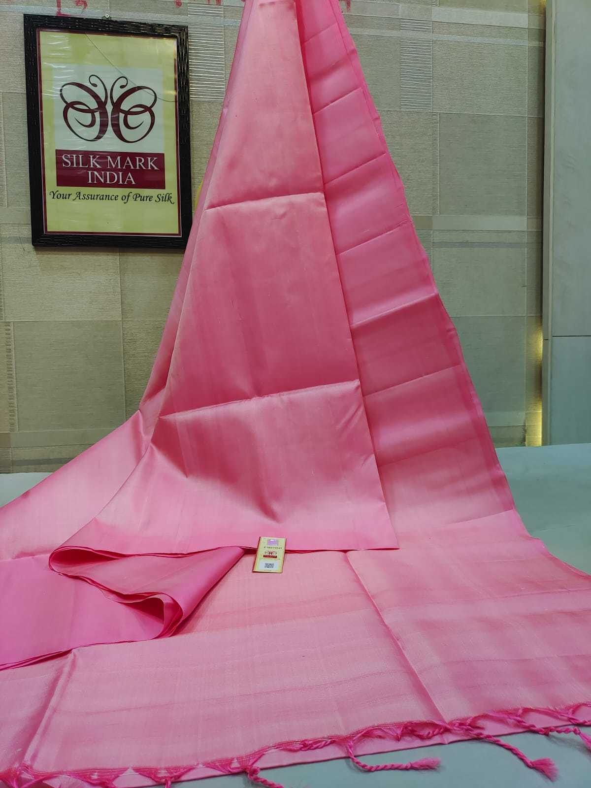 Pink And Baby Pink Soft Silk Handloom Pasted Colour