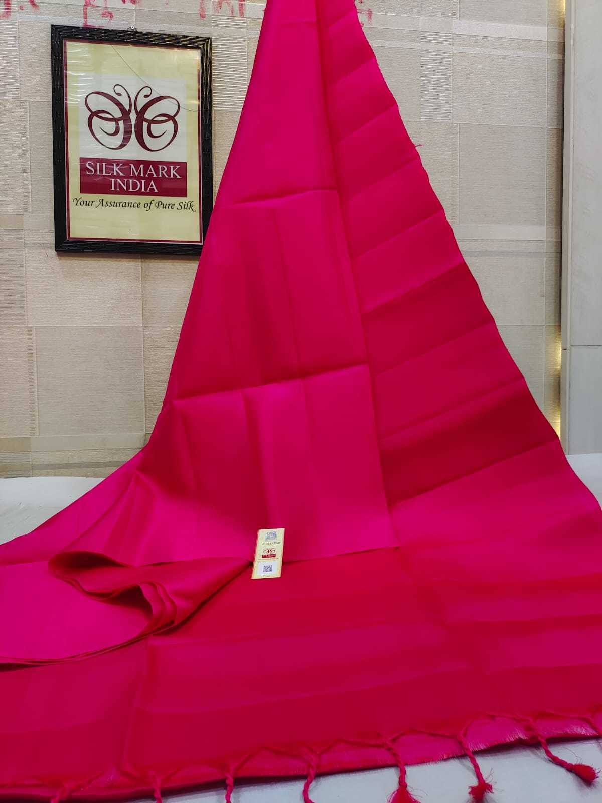 Pink And Baby Pink Soft Silk Handloom Pasted Colour