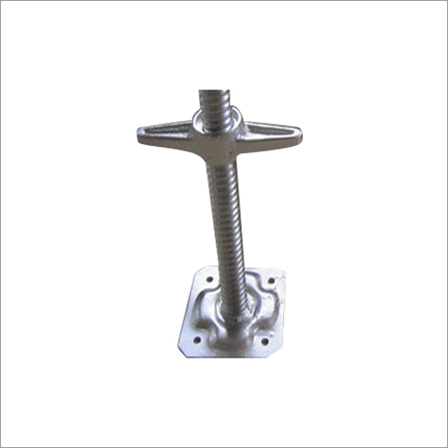 Scaffolding Adjustable Base Jack - Stainless Steel, 3-5 Feet Length, Polished Silver Finish | Versatile Load Distribution For Scaffolding Systems