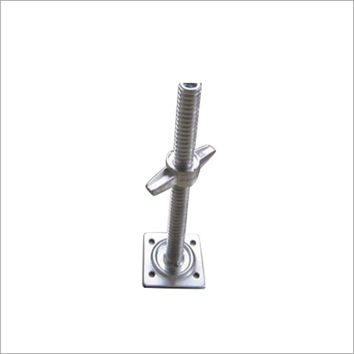 Scaffolding Adjustable Base Jack - Stainless Steel, 3-5 Feet Length, Polished Silver Finish | Versatile Load Distribution For Scaffolding Systems