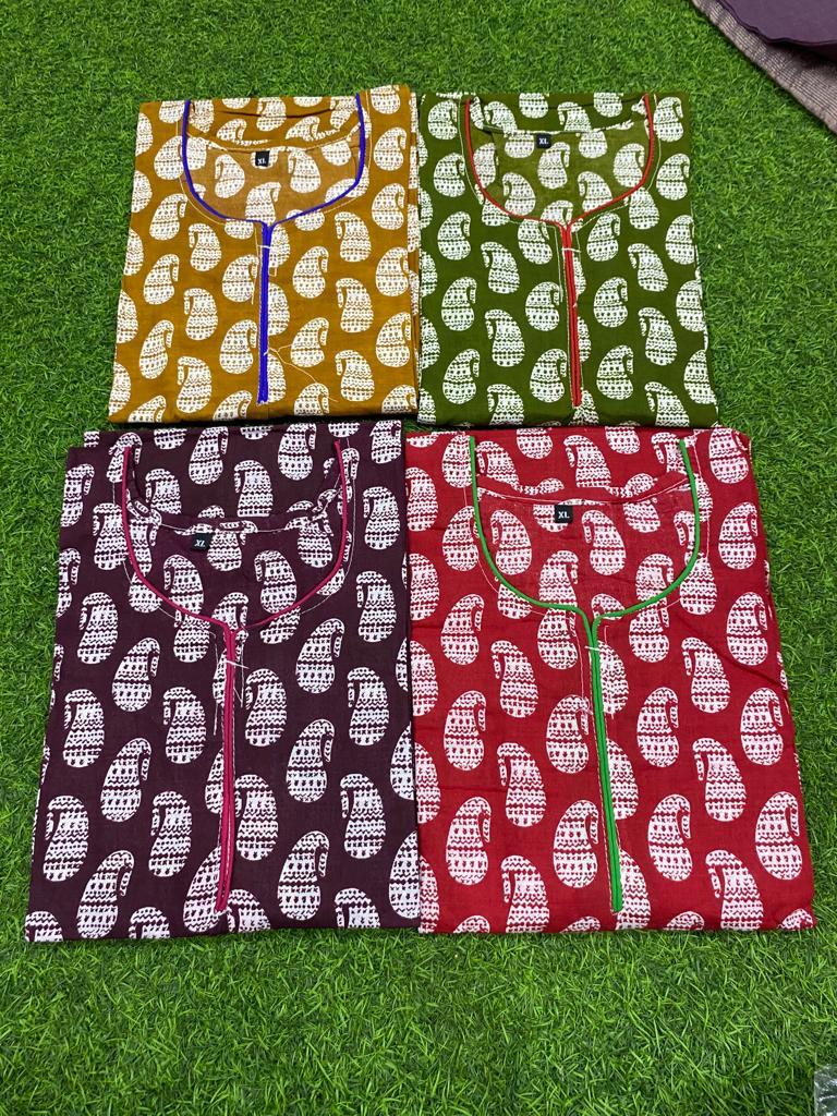 New Collection Of Kurti - Jaipur Cotton Fabric, Size Xl/xxl , Breathable & Washable For Casual Wear, Ladies Printed Kurti Collection
