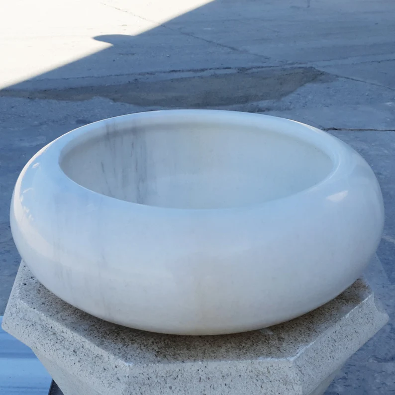 White Marble Round Washbasin Sink