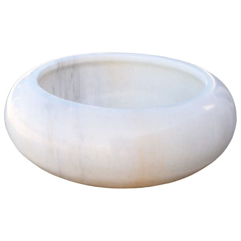 White Marble Round Washbasin Sink