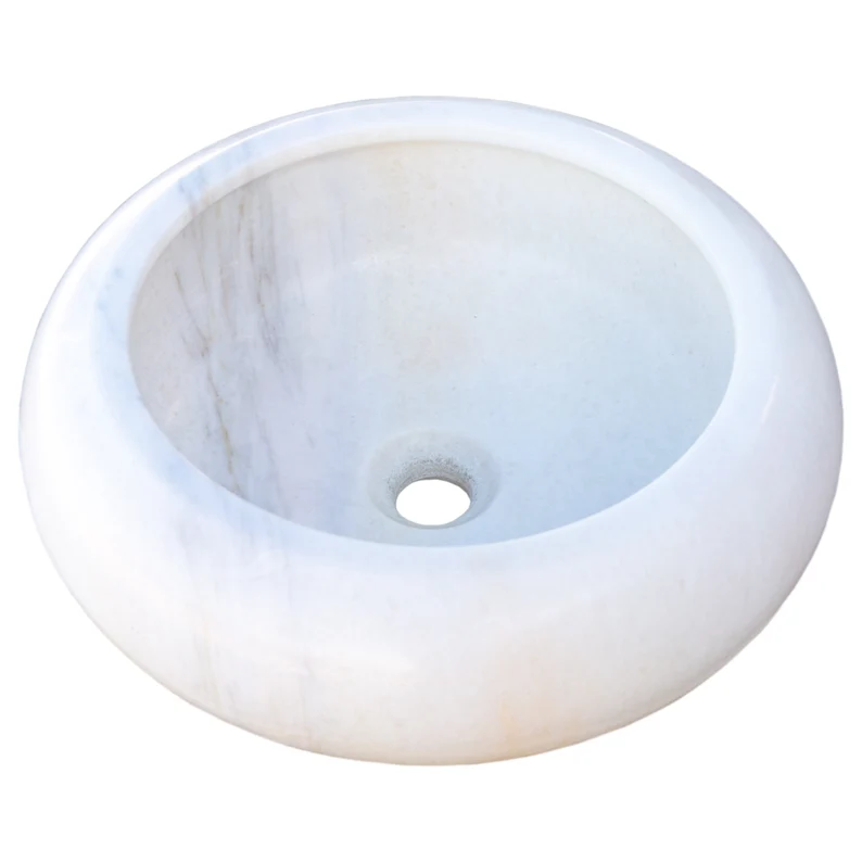 White Marble Round Washbasin Sink