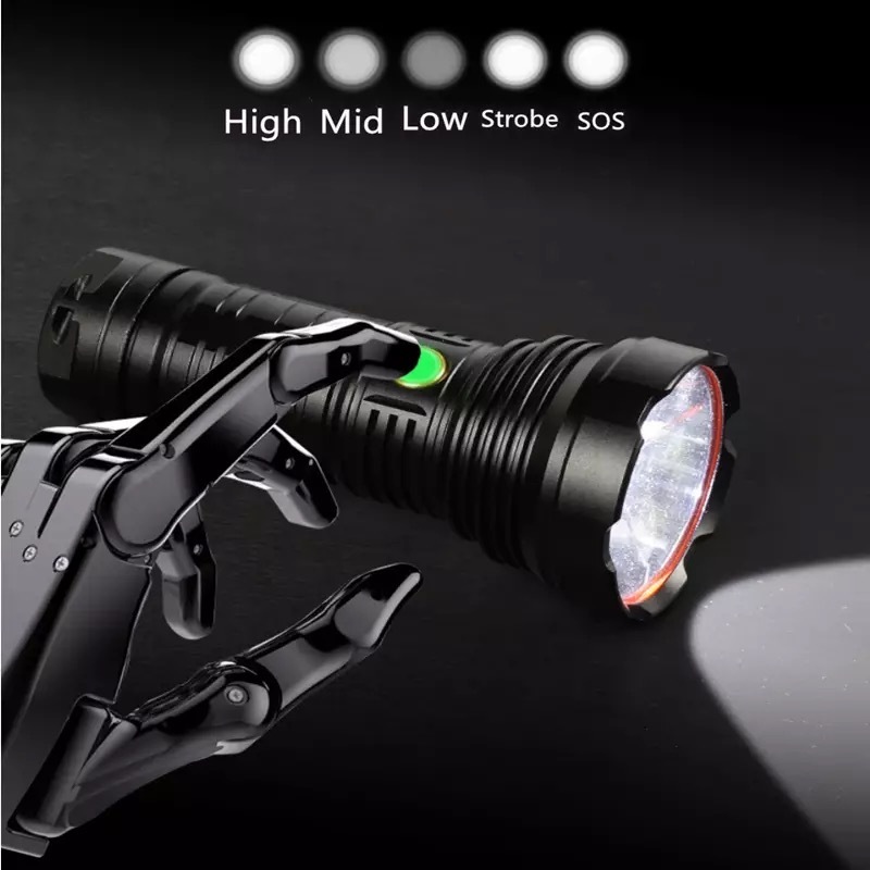 Black Fos Led Search Light 25w - Range 1.5 Km. - With 15 Ah Lithium Battery