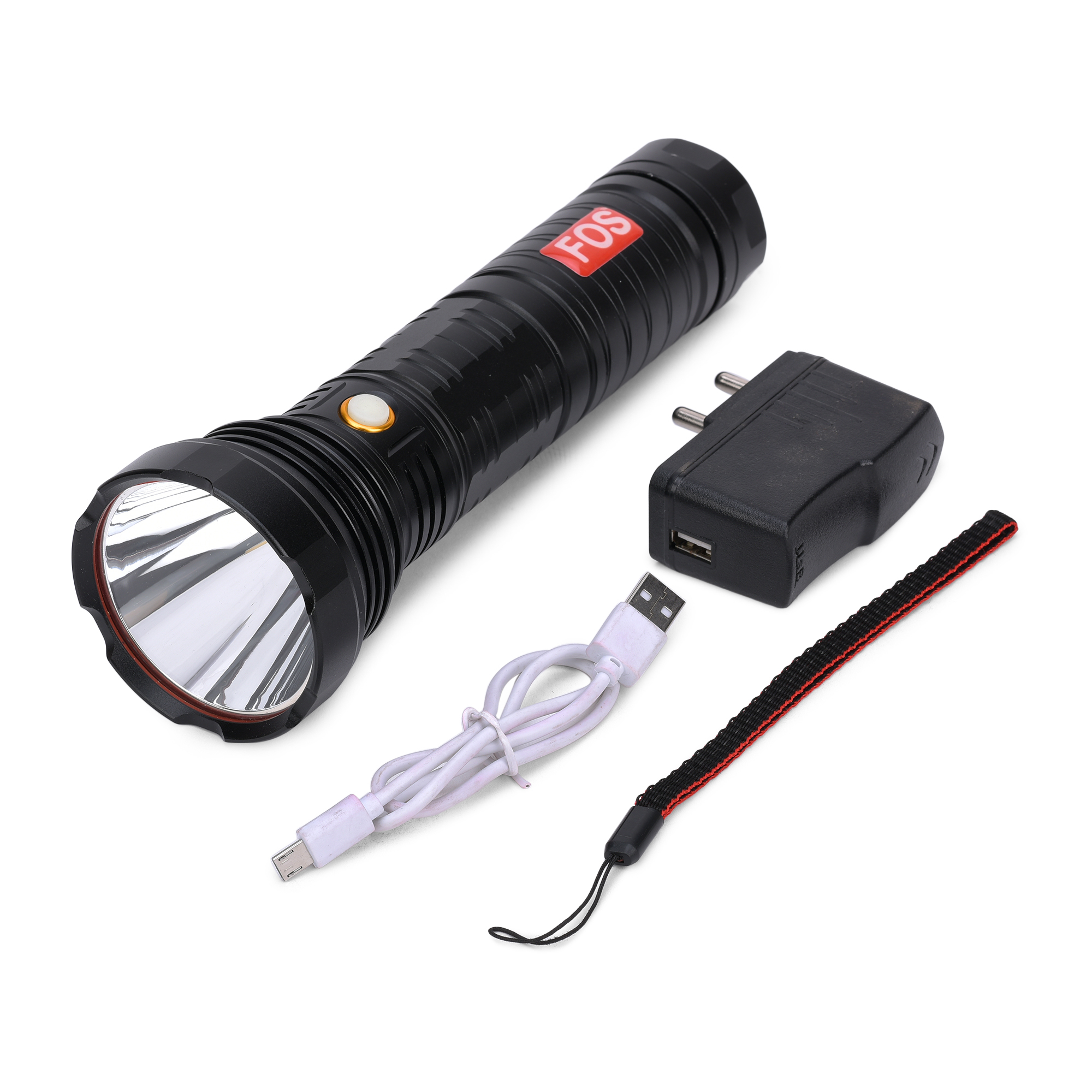 Black Fos Led Search Light 25w - Range 1.5 Km. - With 15 Ah Lithium Battery