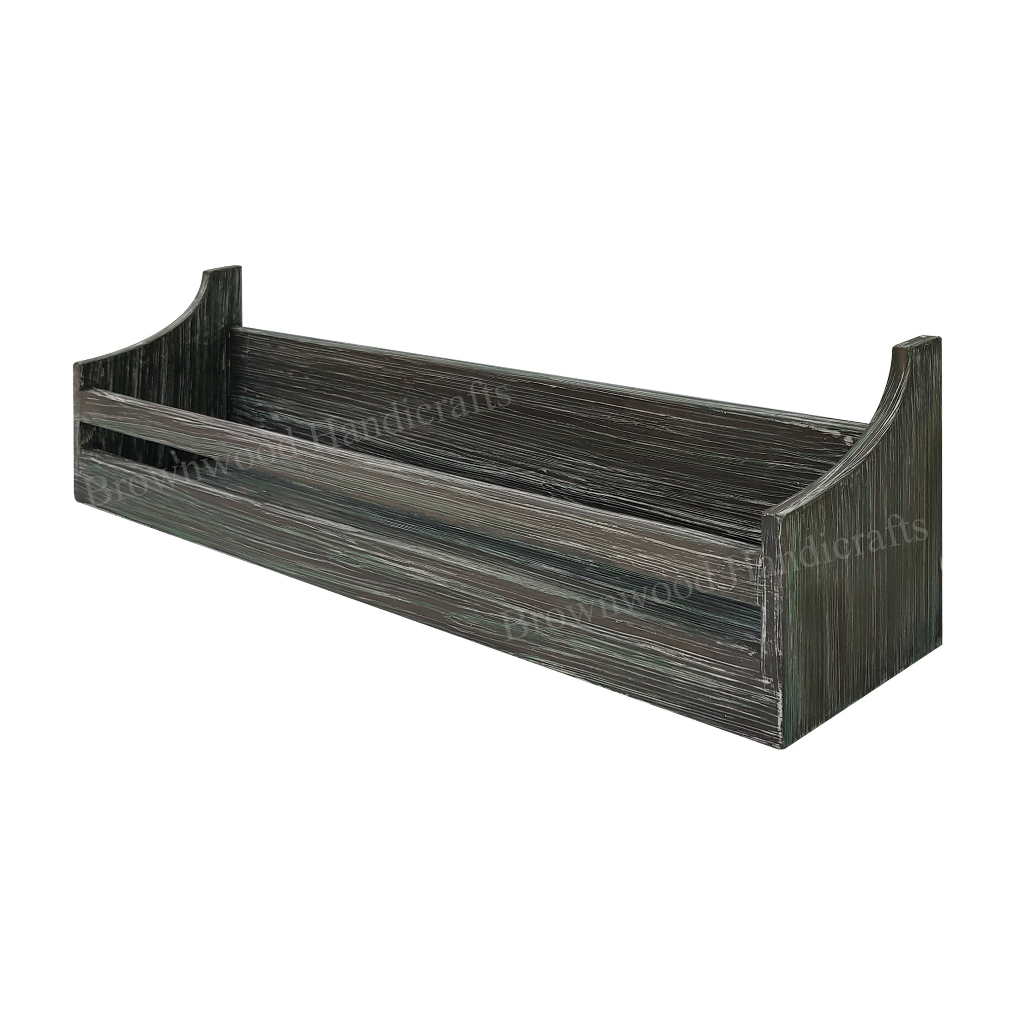 Mdf Wall Shelf White Green Antique Size: 24 X 5 X 4 Inch (11mm Thickness)