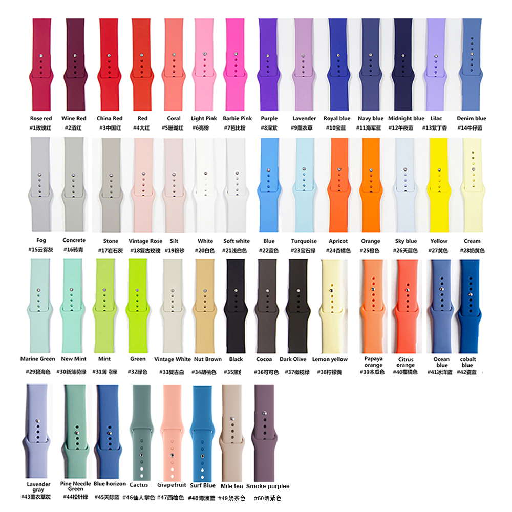 Watch Strap - Silicone, Size 42/44/45 Mm | Unisex, Available In Many Colors, Fashionable Charm & Luxury Style Options