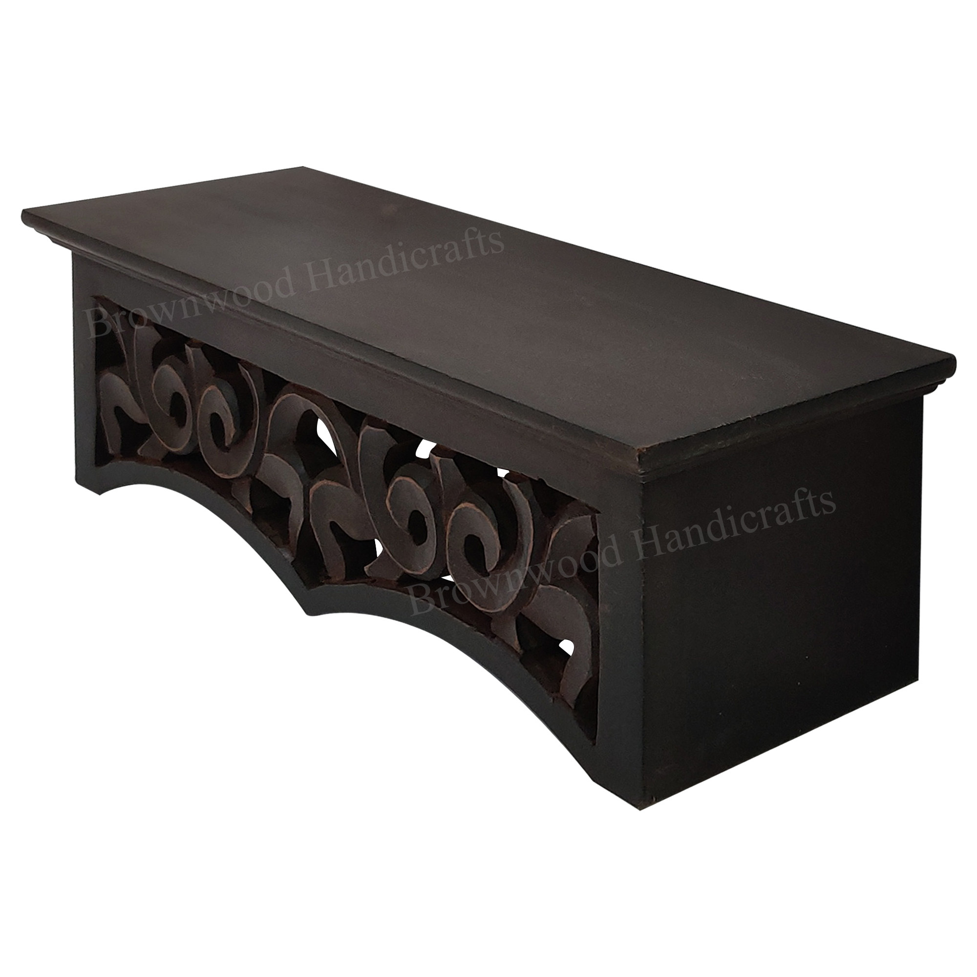 Black Antique Mdf Carved Wall Shelf