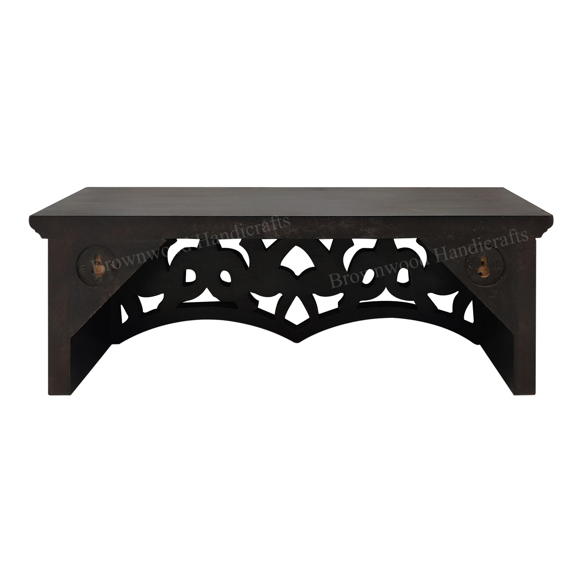 Black Antique Mdf Carved Wall Shelf