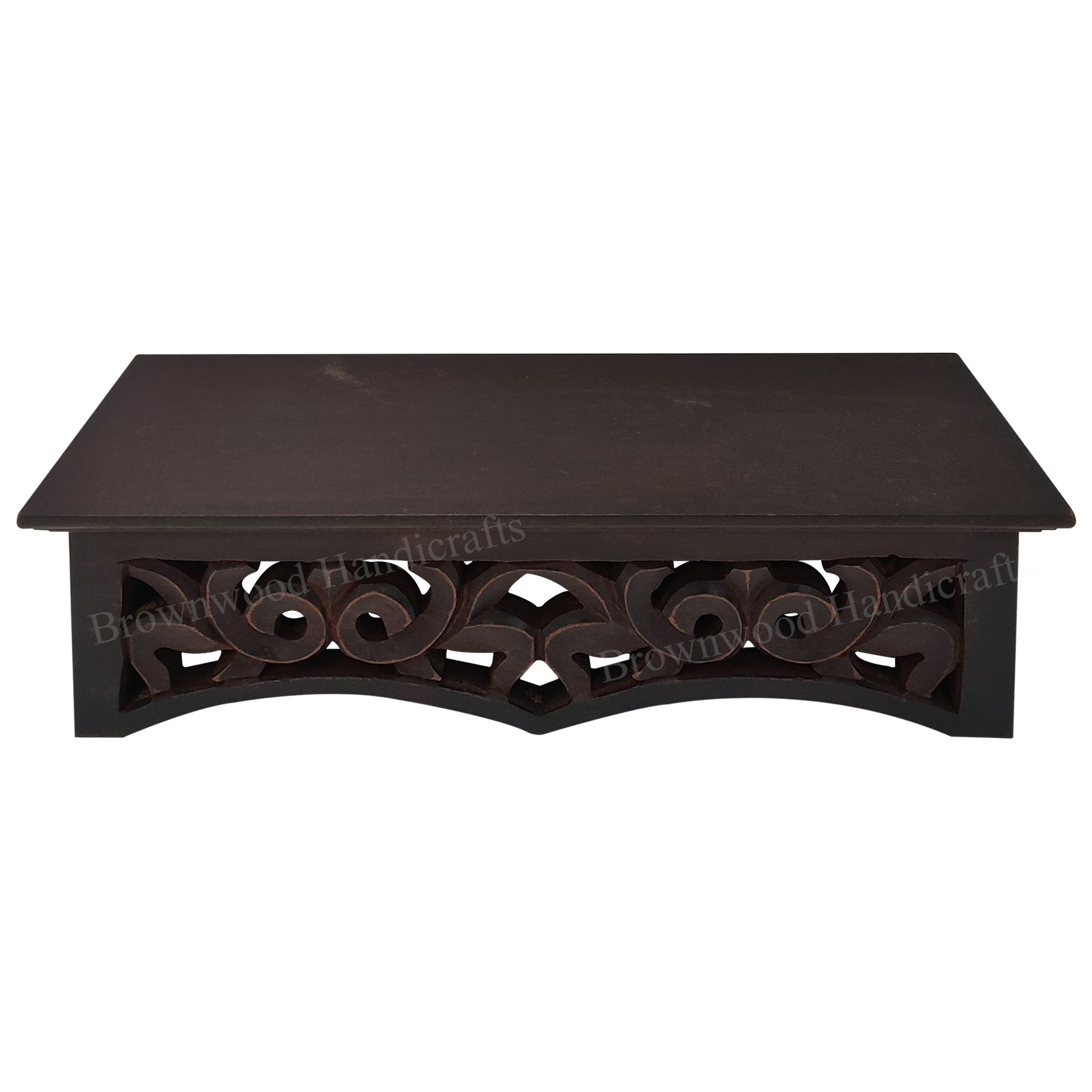 Black Antique Mdf Carved Wall Shelf