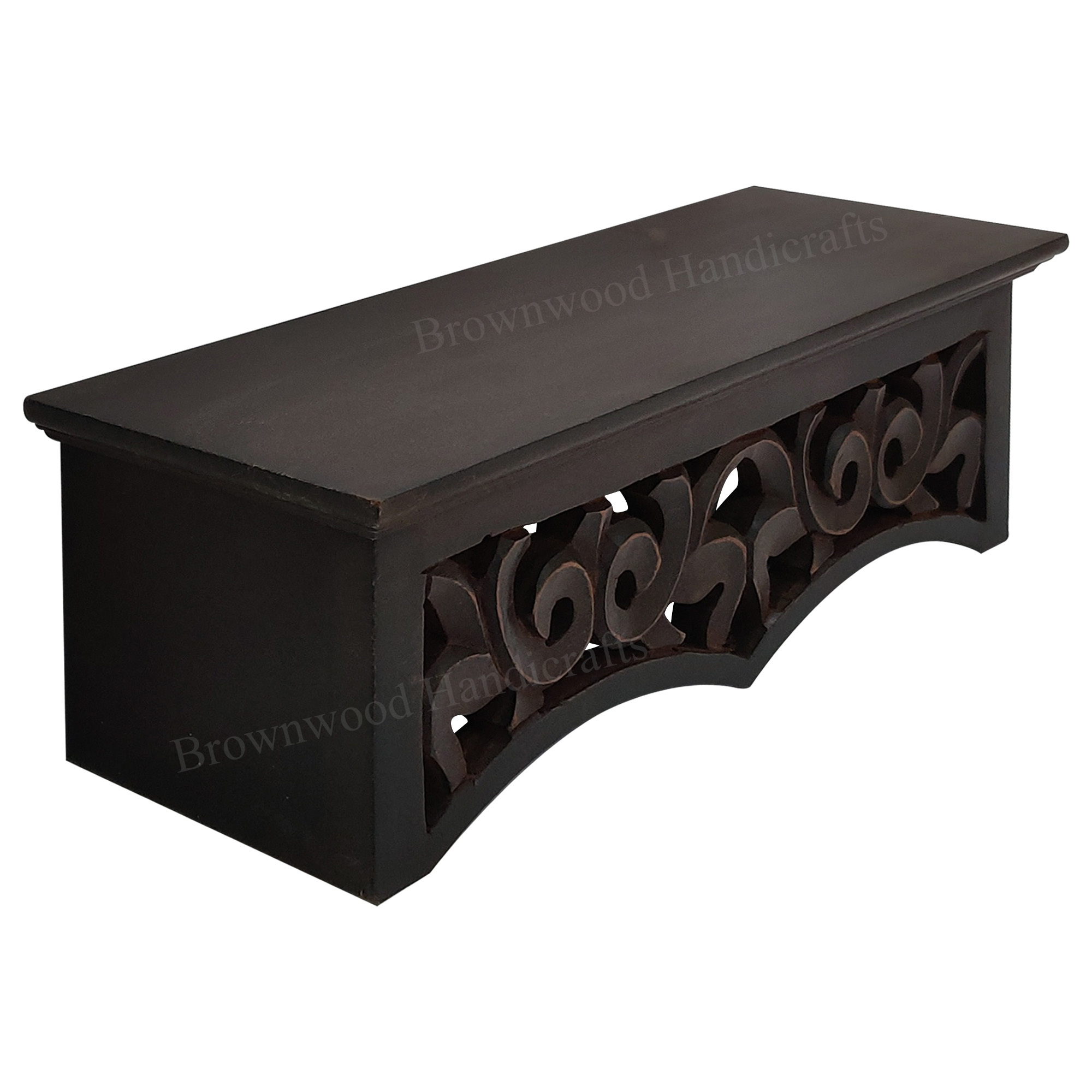 Black Antique Mdf Carved Wall Shelf