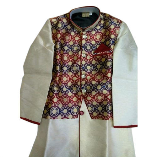 Kids Designer Sherwani - Cotton Blend, Size S-XL, Printed Patterns | Trendy Party Wear for Boys, Ethnic Style for All Occasions