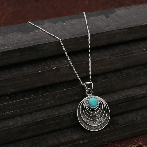 एरिज़ोना टरक्वॉइज़ सर्पिल बोहो सिल्वर पेंडेंट