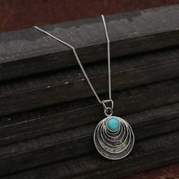 एरिज़ोना टरक्वॉइज़ सर्पिल बोहो सिल्वर पेंडेंट