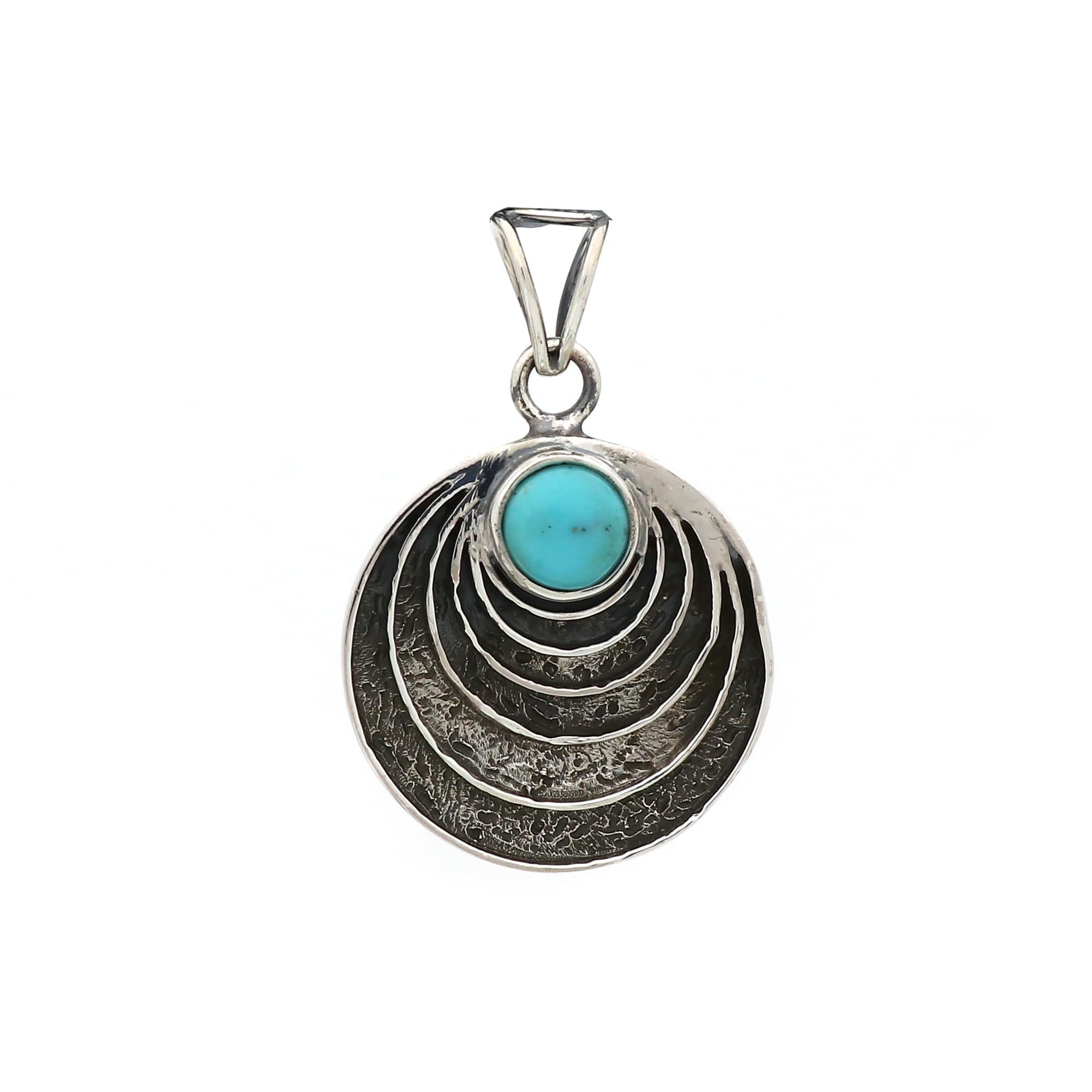 Arizona Turquoise Spiral Boho Silver Pendant