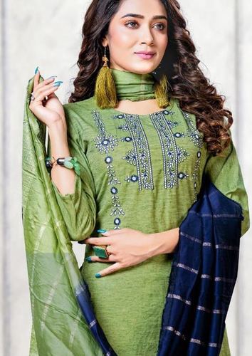 Green Mahee Chiffon Dupatta Kurti Catalogue Set