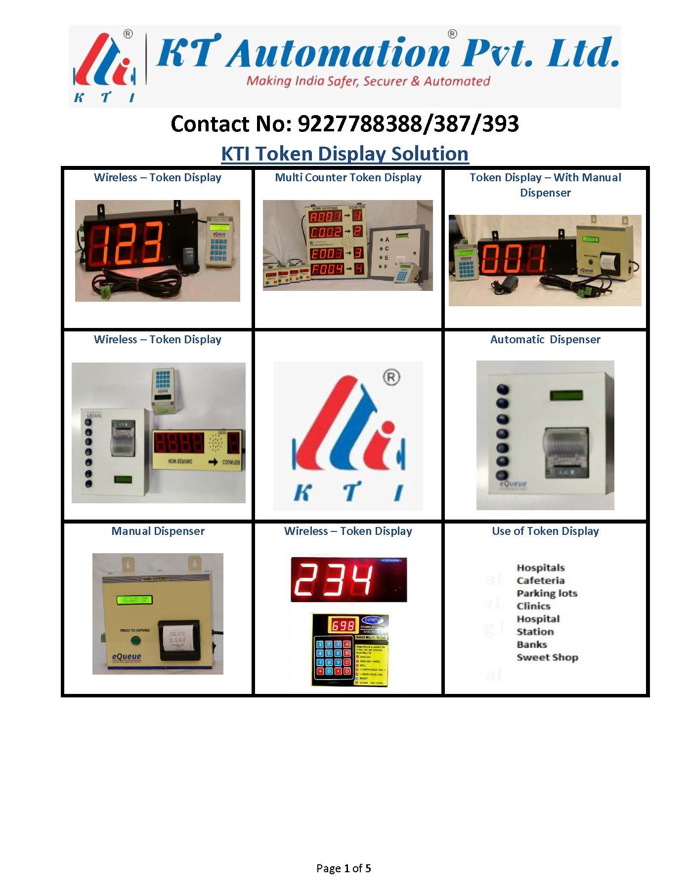 Token Display-hotel Token Display (4 Inch) Application: Cinema Theater