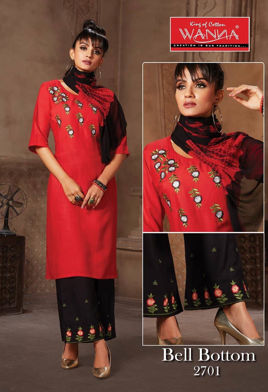Rayon Palazzo Kurti Set - Finest Grade Rayon With Elegant Embroidery | Customized Size, Washable, No Fade, Dry Clean Only