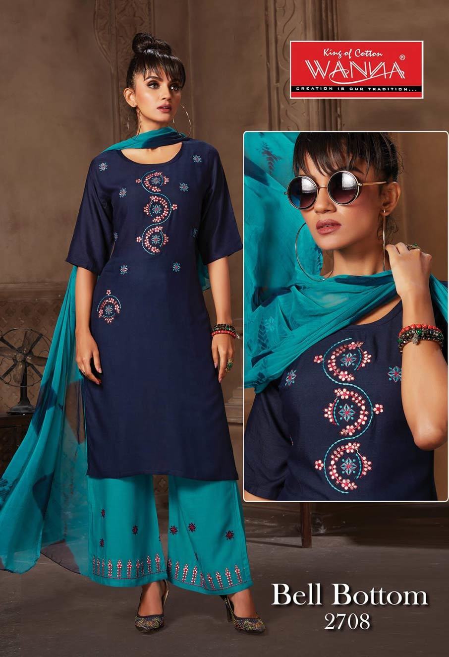 Rayon Palazzo Kurti Set - Finest Grade Rayon With Elegant Embroidery | Customized Size, Washable, No Fade, Dry Clean Only