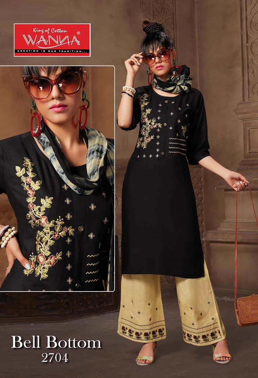 Rayon Palazzo Kurti Set - Finest Grade Rayon With Elegant Embroidery | Customized Size, Washable, No Fade, Dry Clean Only