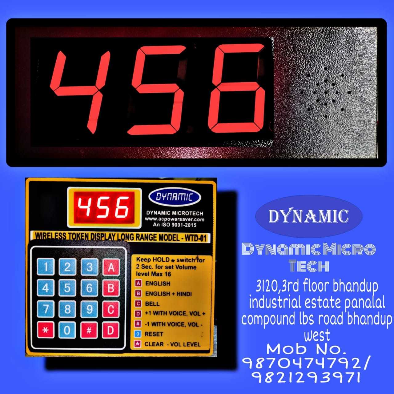 Token Display-hotel Token Display (2.3 Inch) Application: Cinema Theater