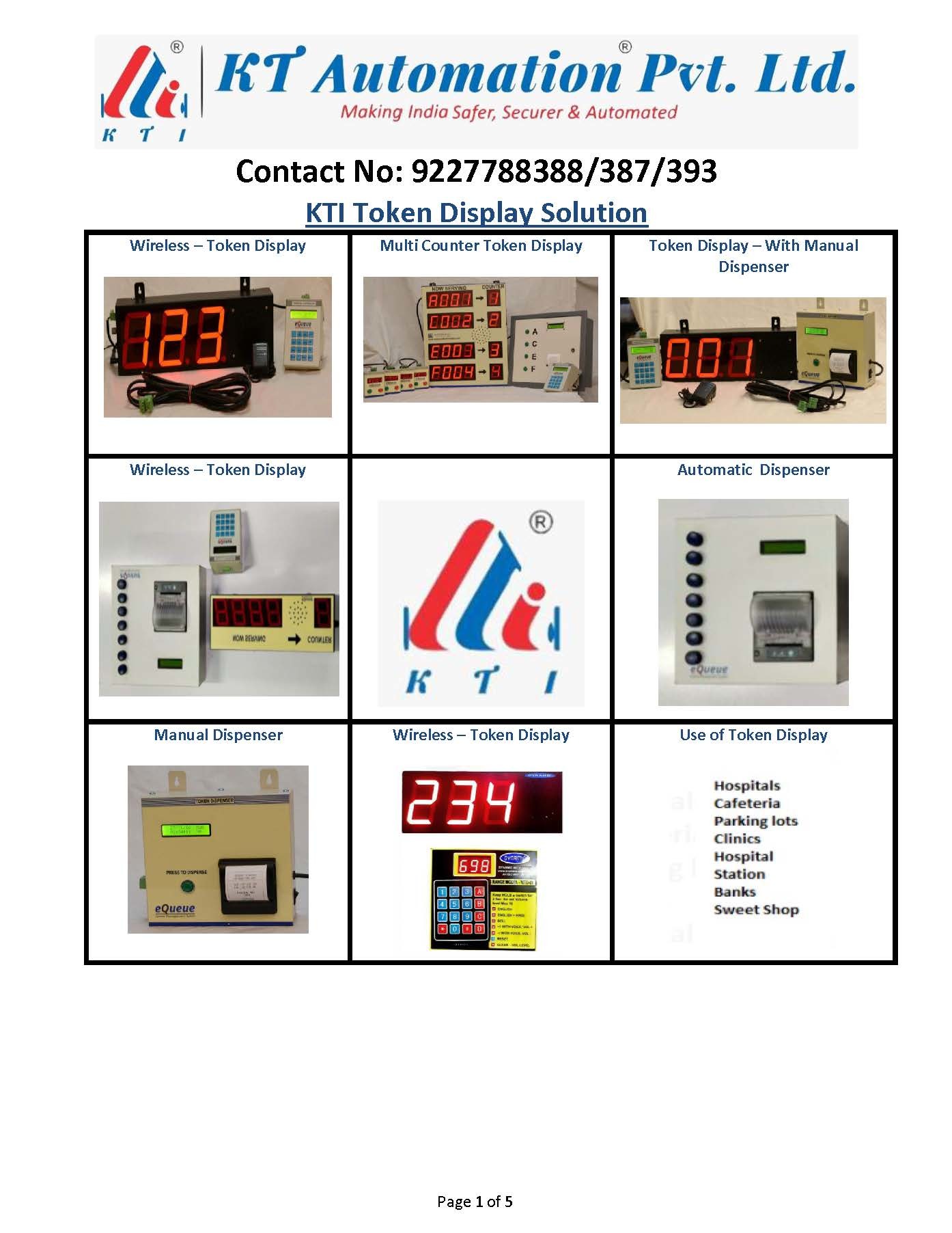 Token Display-hotel Token Display (2.3 Inch) Application: Cinema Theater