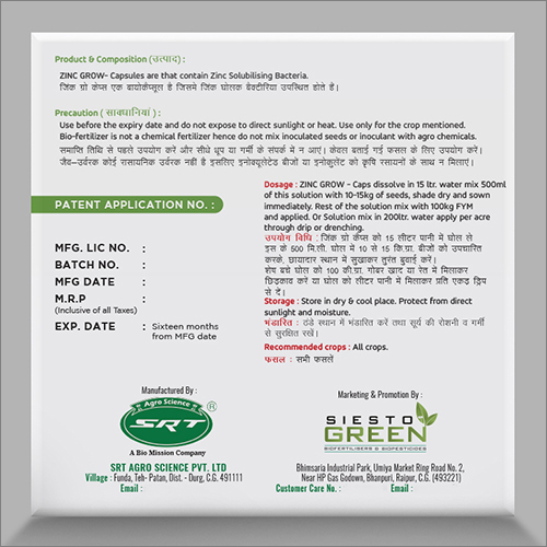 Zinc Solubilizing Becteria Soil Application