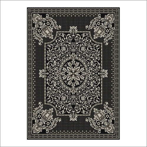 Black Color Chenille Carpet Design: Modern