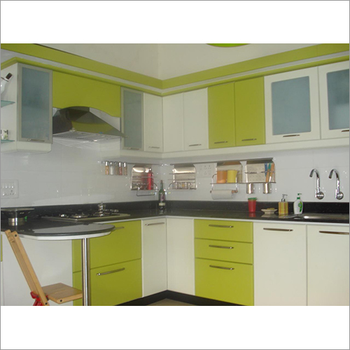L Shape Modular Kitchen Counter Top Size: Customized