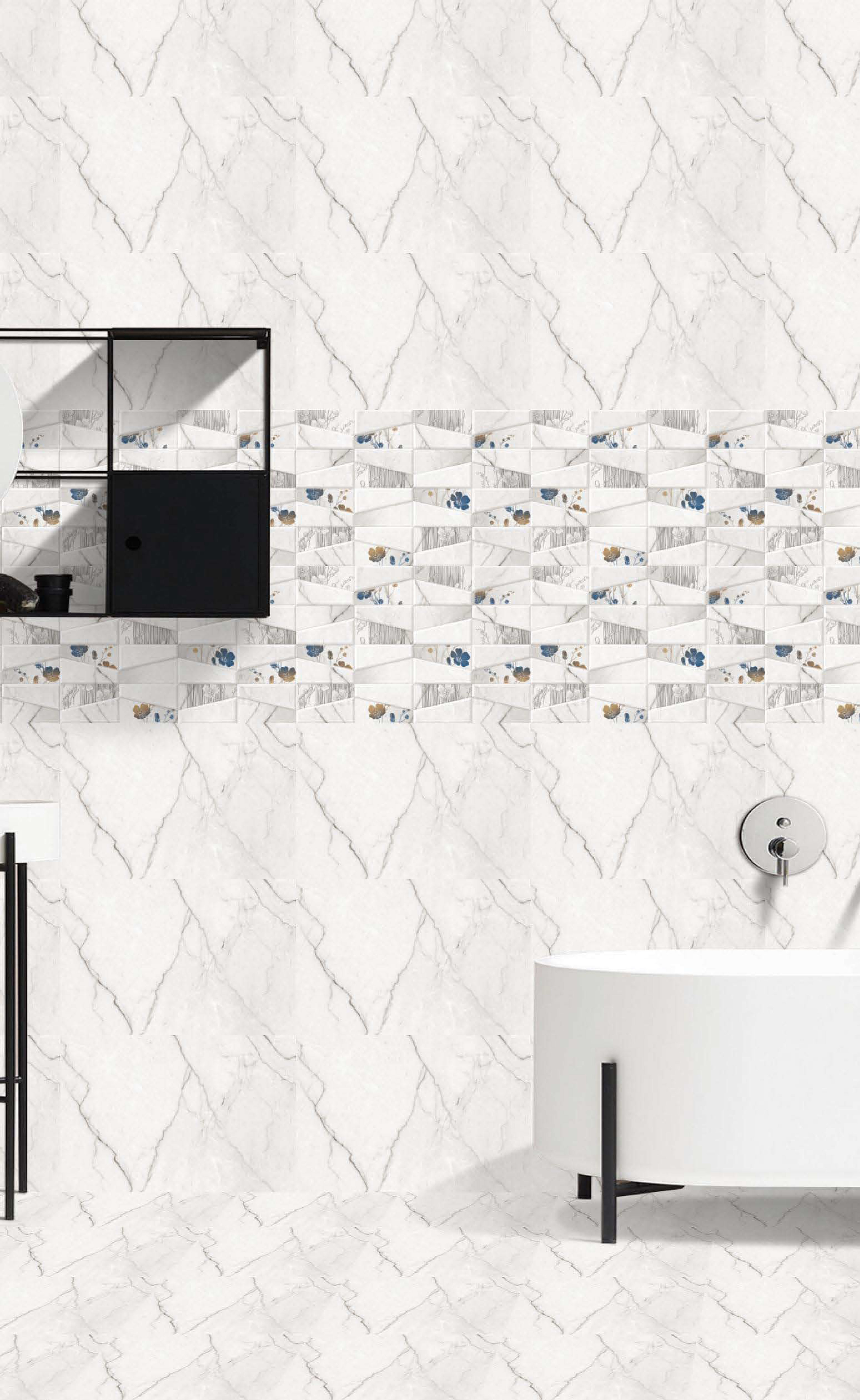 Glossy 6 - Ceramic Wall Tiles 12x18 Inches | Multi-color, Acid Proof, Waterproof Material, Vitrified, 6-8mm Thickness, Rectangular Shape