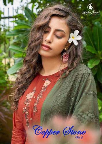 पैंट दुपट्टा सेट के साथ कॉपर स्टोन वॉल्यूम 4 नायलॉन विस्कोस कुर्तियां