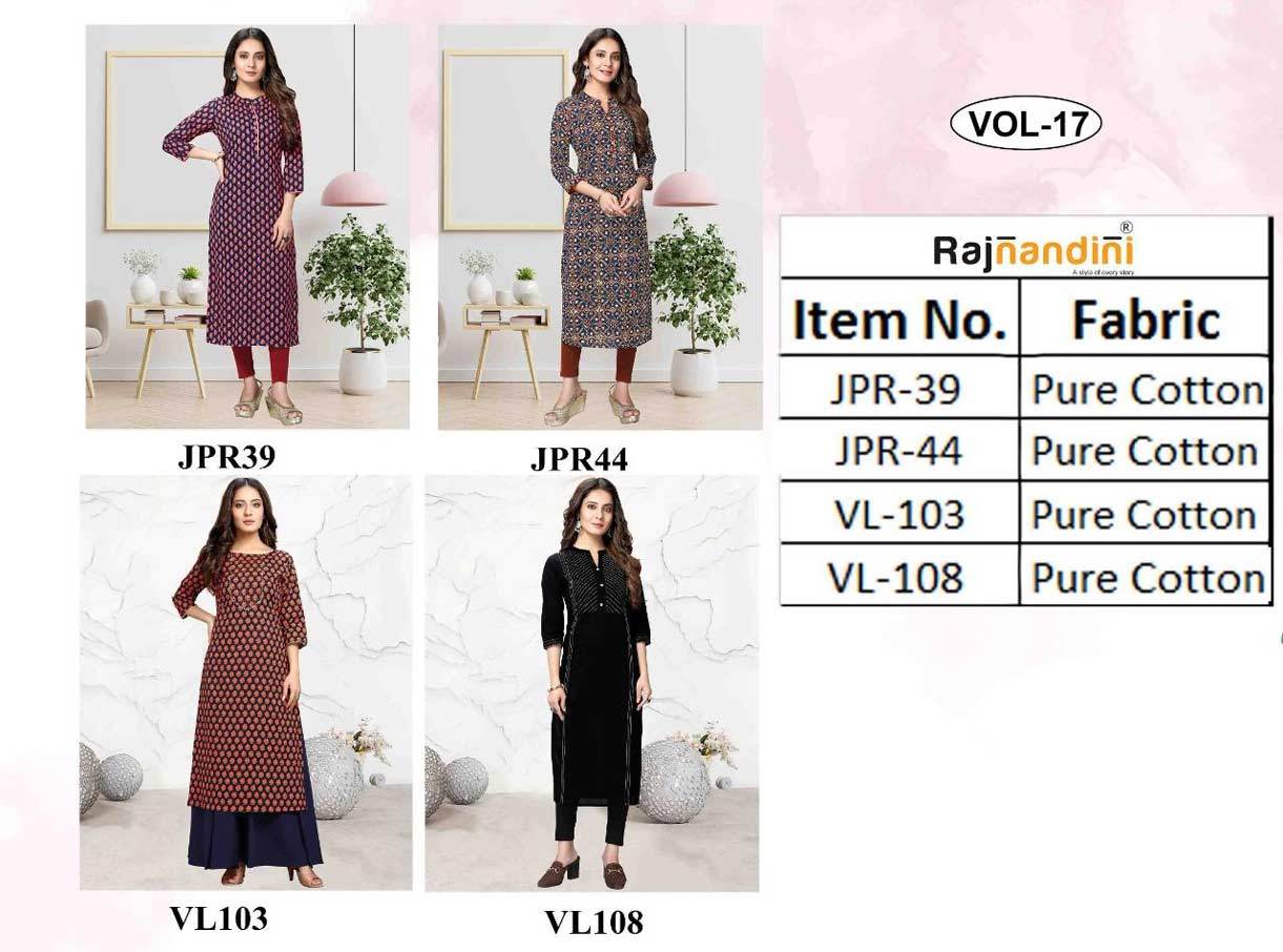 Rajnandini Print Vol 17 - Pure Cotton Jaipuri Printed Kurti With Value Added Embroidery Work | Custom Size, Washable, No Fade, Casual Daily Wear