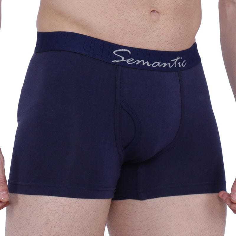 Semantic Cotton-elastane Navy Trunks With Fly - Age Group: 18 Above