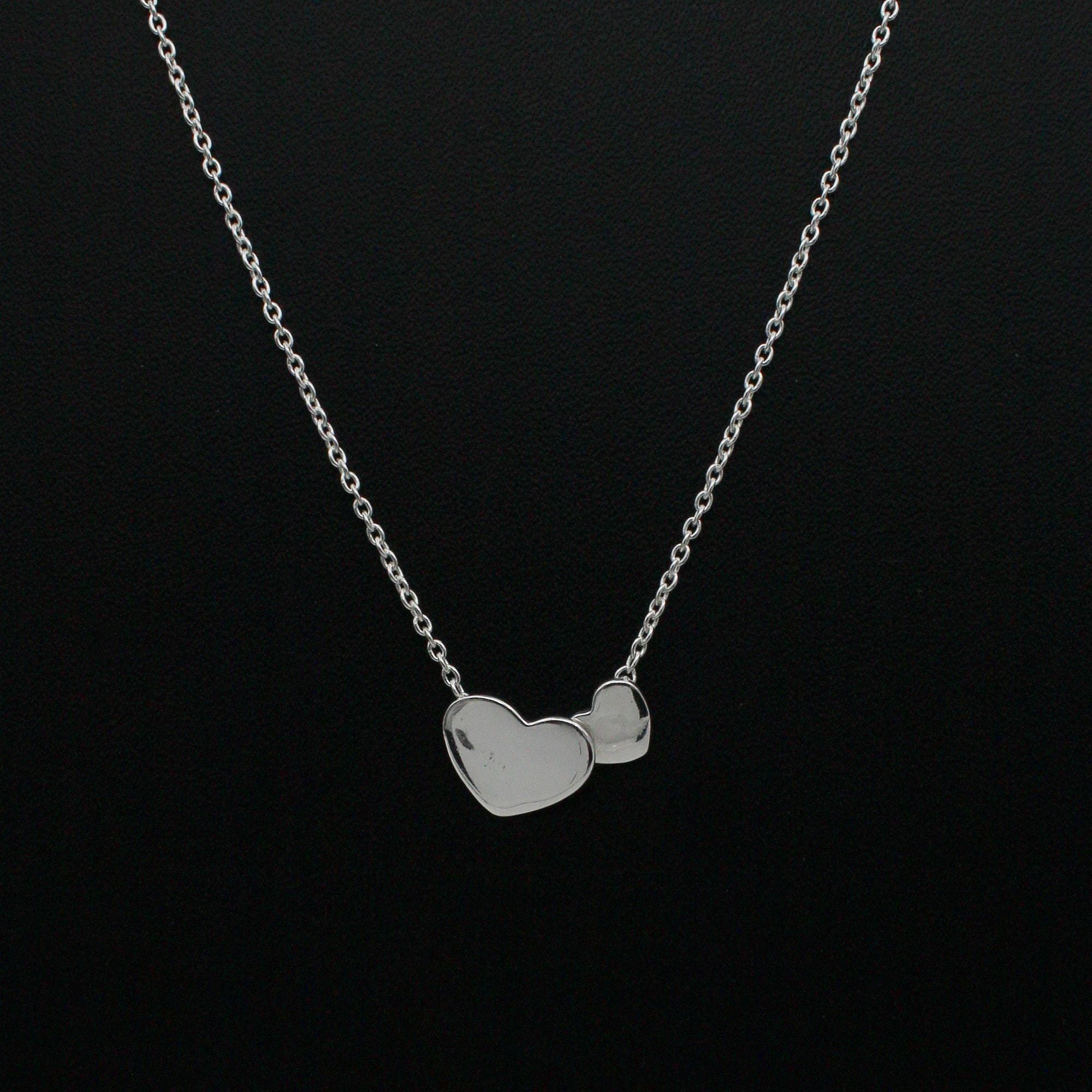 925 Sterling Silver Double Heart Necklace