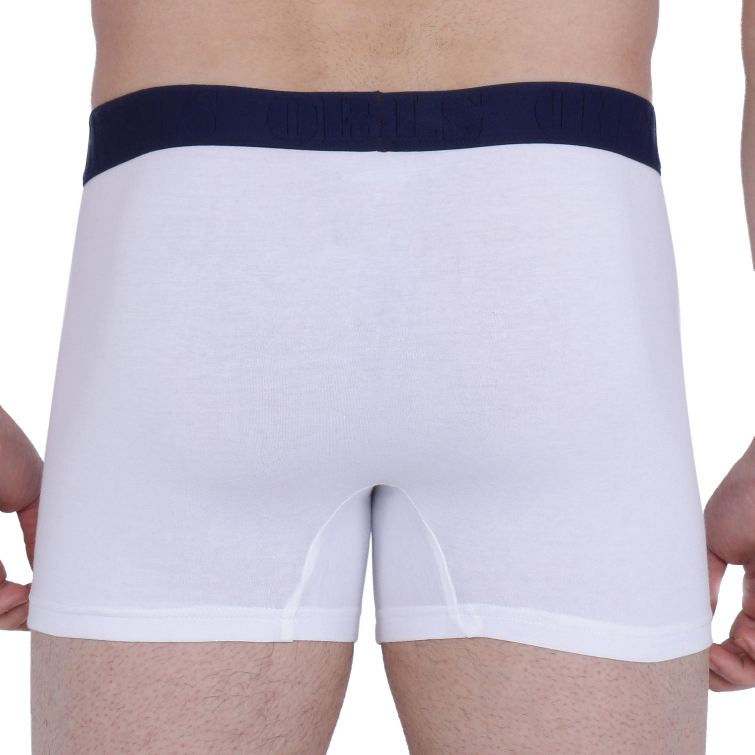 Semantic Cotton-elastane White Trunks With Fly - 100% Cotton-elastane, 95% Super Combed Cotton With 5% Elastane, Modern Low-rise Fit, Contoured Pouch For Comfort, Tag-free Design