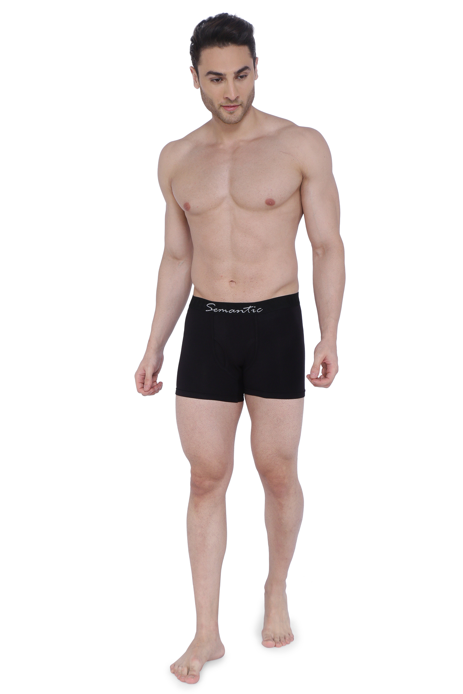 Semantic Cotton-elastane Black Trunks With Fly - Age Group: 16 Above