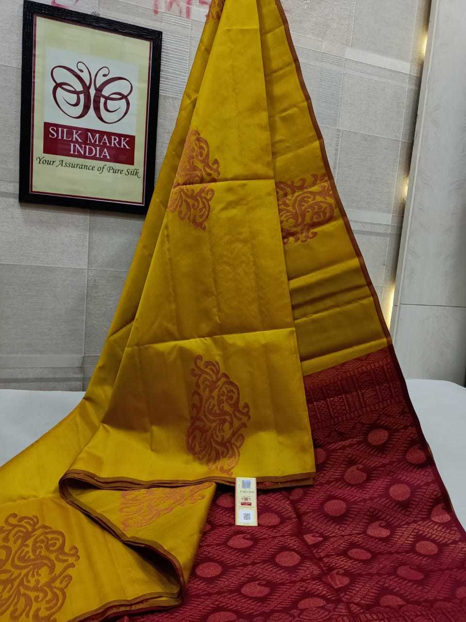 Yellow And Greens Handloom Arvata Budda Silk Saree